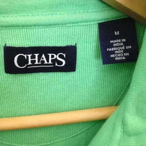 Chaps Men Medium Green Cotton 1/4 Zip Pullover NWT - Picture 3 of 5